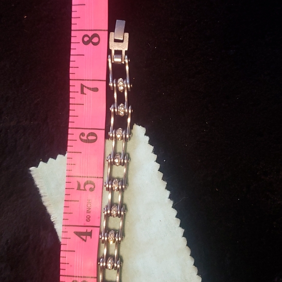 Stainless Steel Chain Bracelet with Rhinestones - Picture 2 of 5